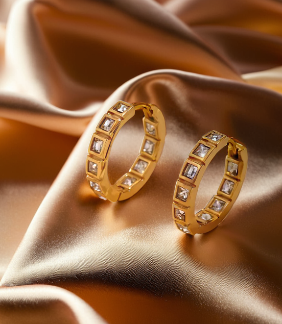 Minimalist Hoop Earrings With Beautiful Sparkling Stones