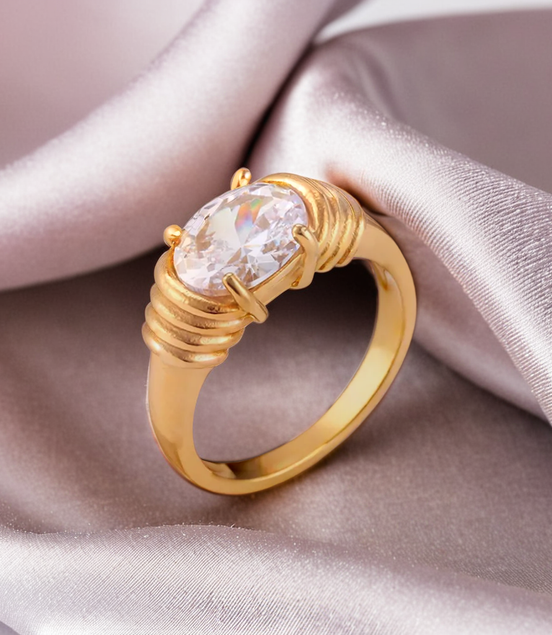 Oval Cut Shiny Multi-Color Stone Rings