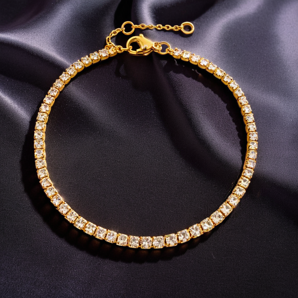 Elegant Single-Row White Zircon Sparkling Bracelet for Women