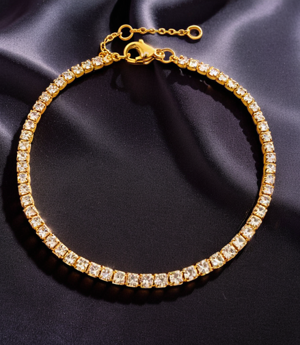 Elegant Single-Row White Sparkling Stone Bracelet for Women