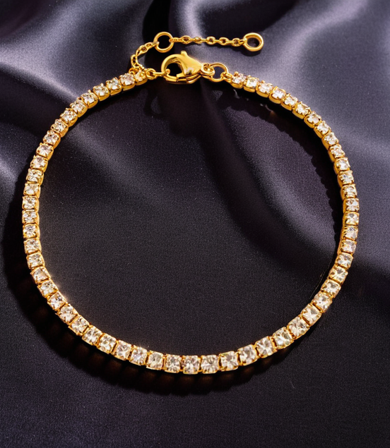 Elegant Single-Row White Sparkling Stone Bracelet for Women