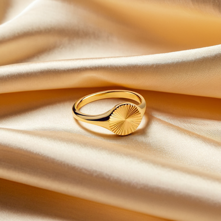 Minimalist Dainty Circle Wave Signet Chunky Dome Ring