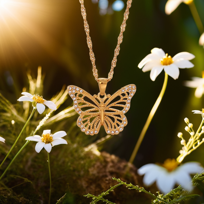 Stone Luxury Pendant Crystal Butterfly Necklace