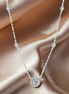 Multiple Sparkling Stone Pendant Sterling Silver Necklace