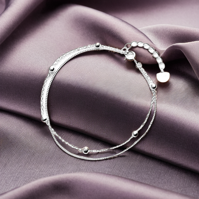 925 Sterling Silver Chain Bracelet With Beads