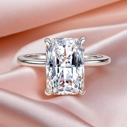 Classic Sterling Silver Emerald Cut Stone Statement Ring