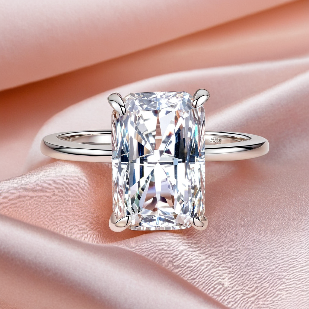 Classic Sterling Silver Emerald Cut Stone Statement Ring