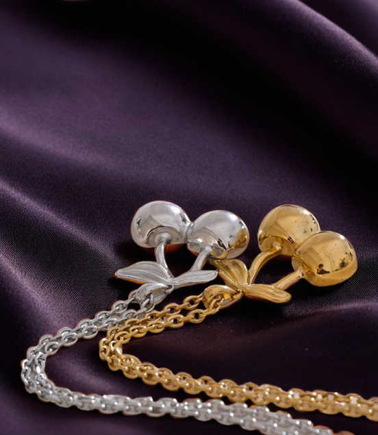 Cherry Stud Necklace